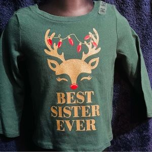 Baby Girl “Best Sister Ever” Christmas Tee Shirt